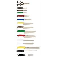 Click for a bigger picture.15 Piece Colour Coded Knife Set + Knife Case