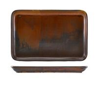 Click for a bigger picture.Terra Porcelain Rustic Copper Rectangular Platter 30 x 20cm