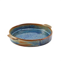 Click for a bigger picture.Terra Porcelain Aqua Blue Round Eared Dish 20.3cm