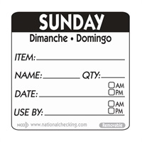 Click for a bigger picture.50mm Sunday Removable Day Label (500)